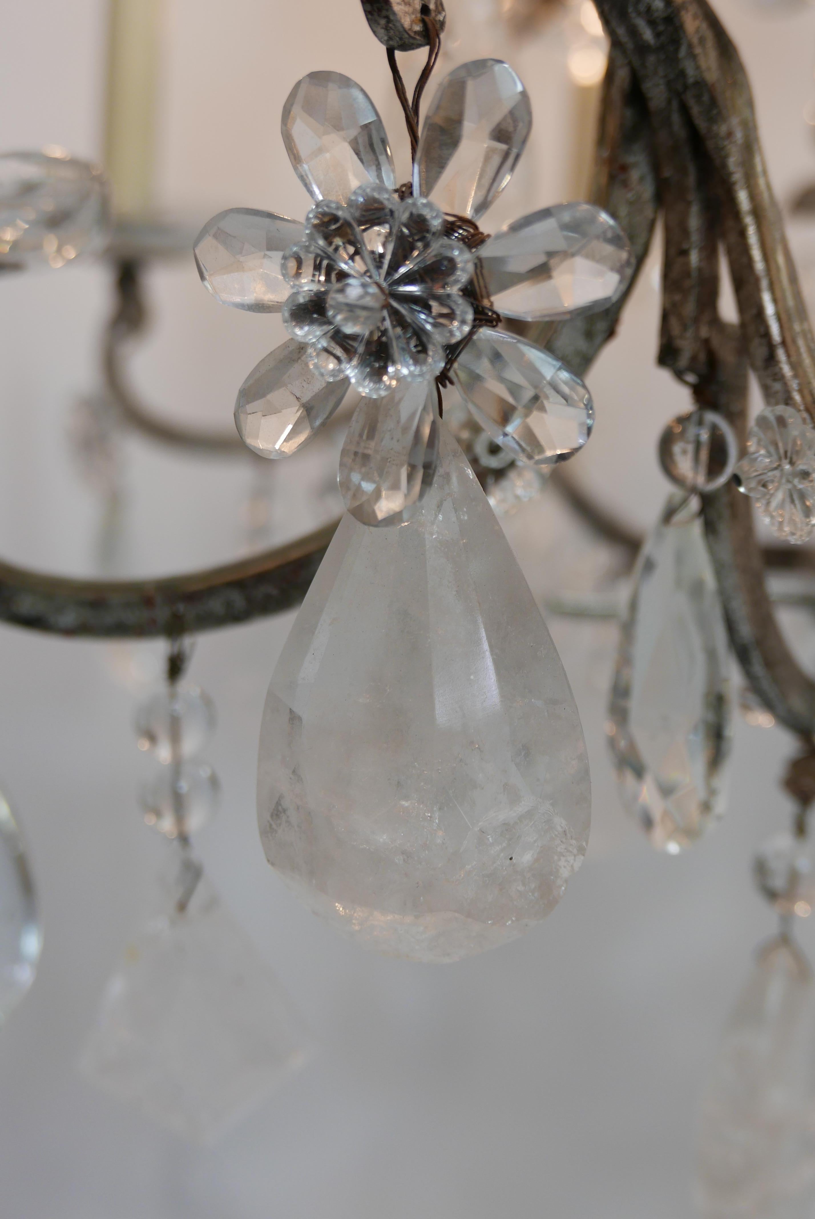 Large Scale Rock Crystal & Glass Chandelier in the Manner of Maison Baguès For Sale 5
