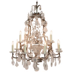 Large Scale Rock Crystal & Glass Chandelier in the Manner of Maison Baguès