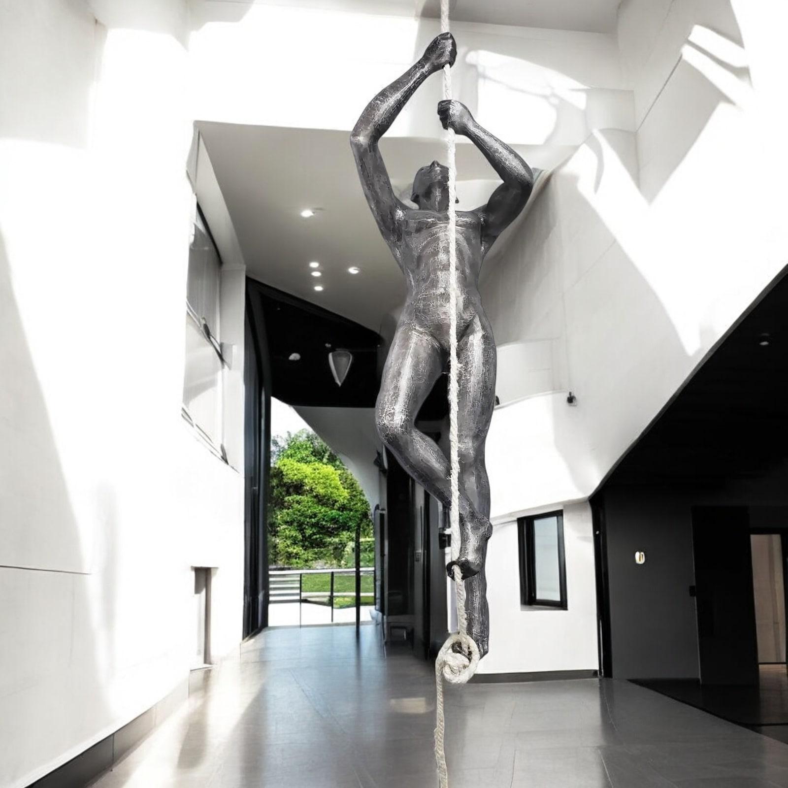This large-scale sculpture is crafted from cast aluminum with a striking silver finish and a dark gray wash, giving it a beautifully aged appeal. The stippled surface enhances its unique character, making it a captivating statement piece.

The