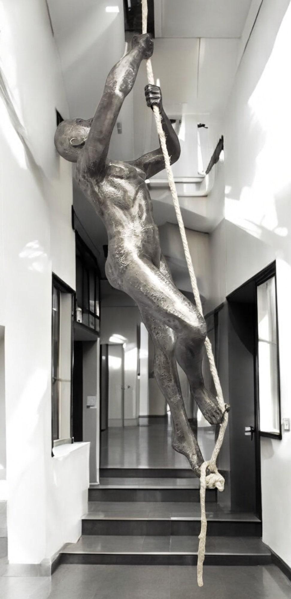Large-Scale Rope Climbing Man by Phillips Collection, Installation In Good Condition For Sale In North Palm Beach, FL
