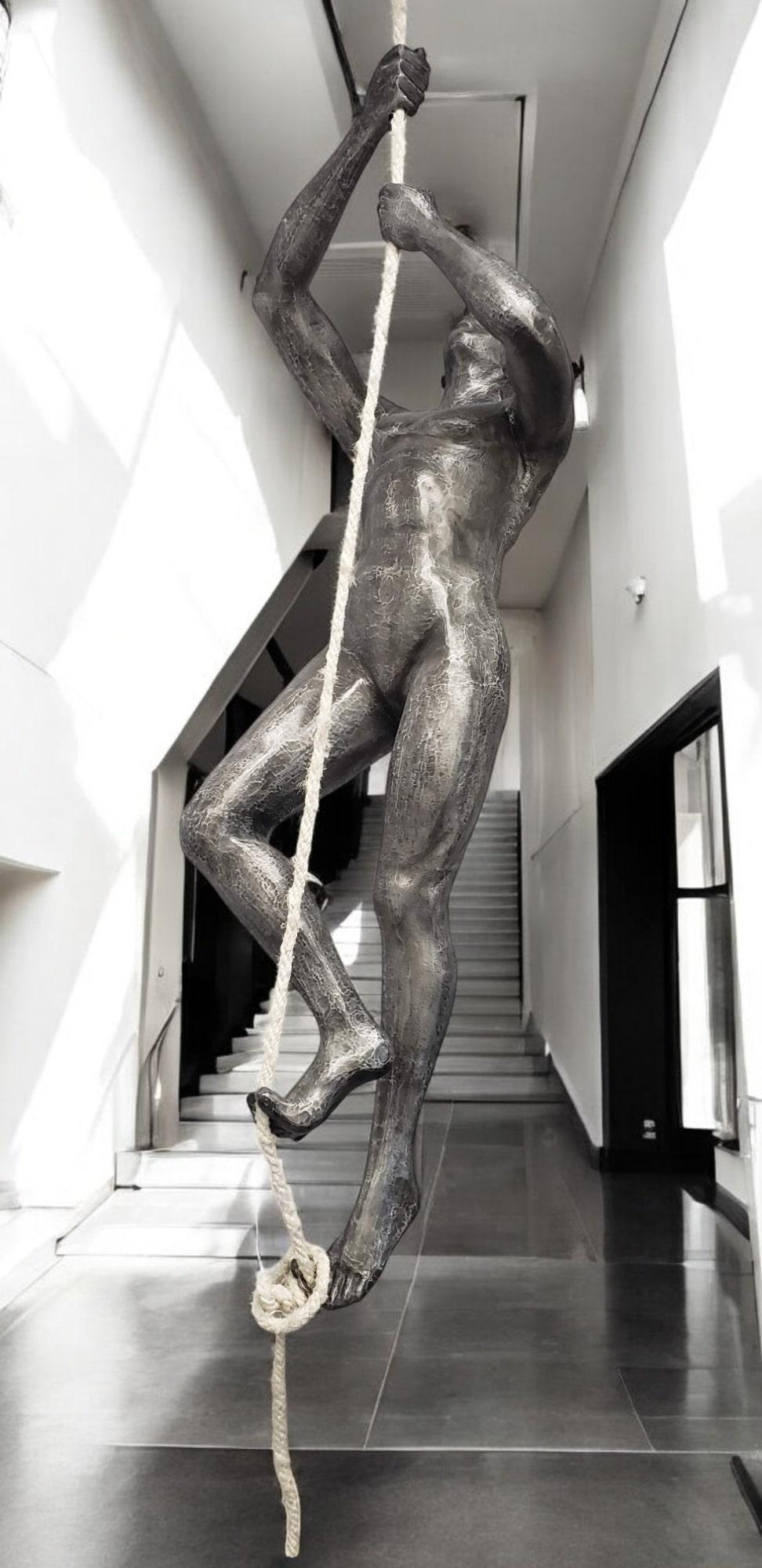 Contemporary Large-Scale Rope Climbing Man by Phillips Collection, Installation For Sale