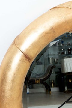 Large Scale Round Gilt Beveled Mirror