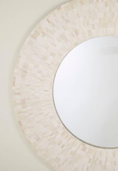 Large Scale Round Mirror of Tessellated Bone by Enrique Garcel