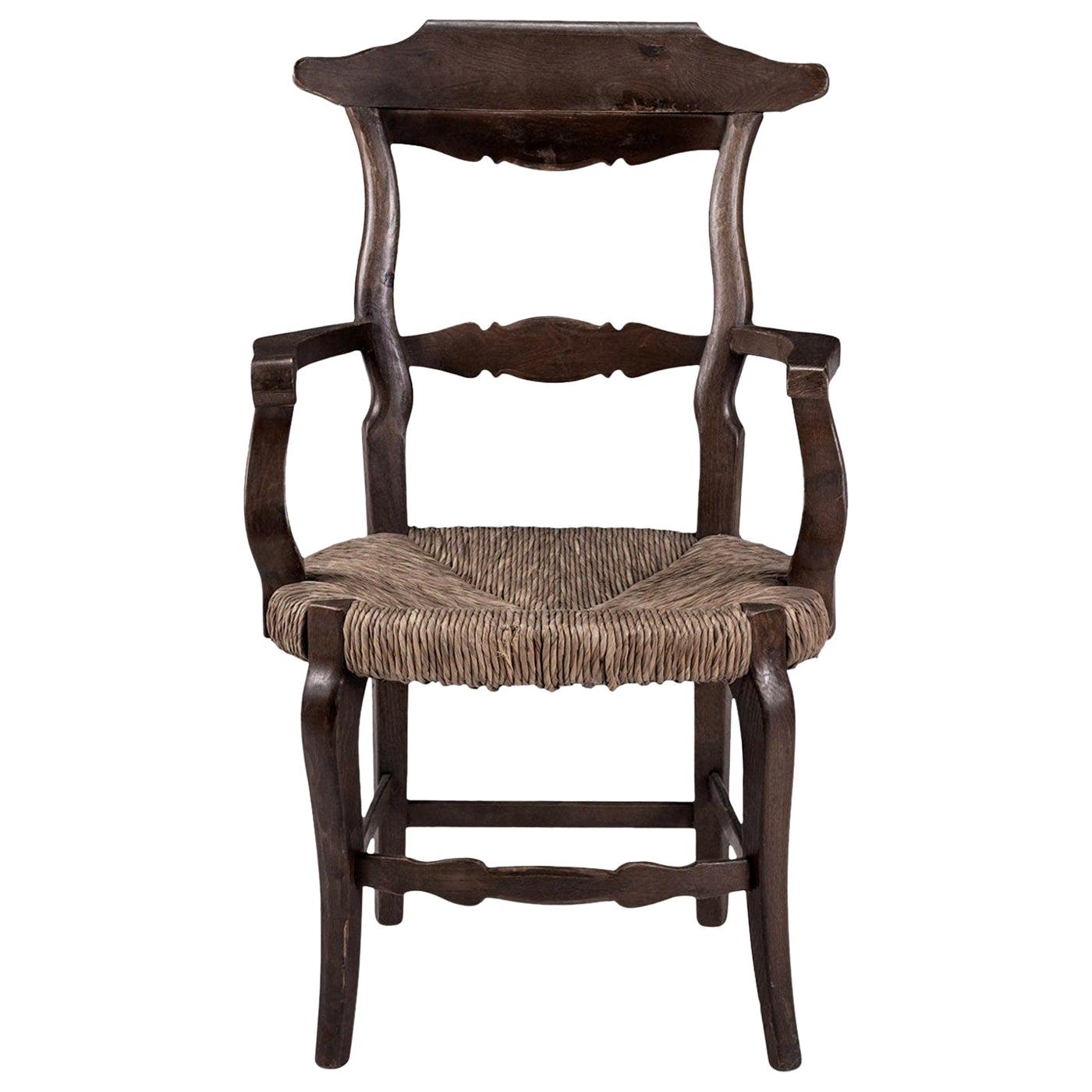 Large Scale Rustic Rush Seat French Chair