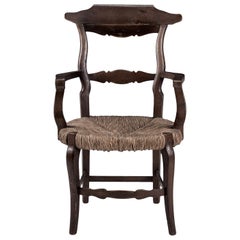 Large Scale Rustic Rush Seat French Chair