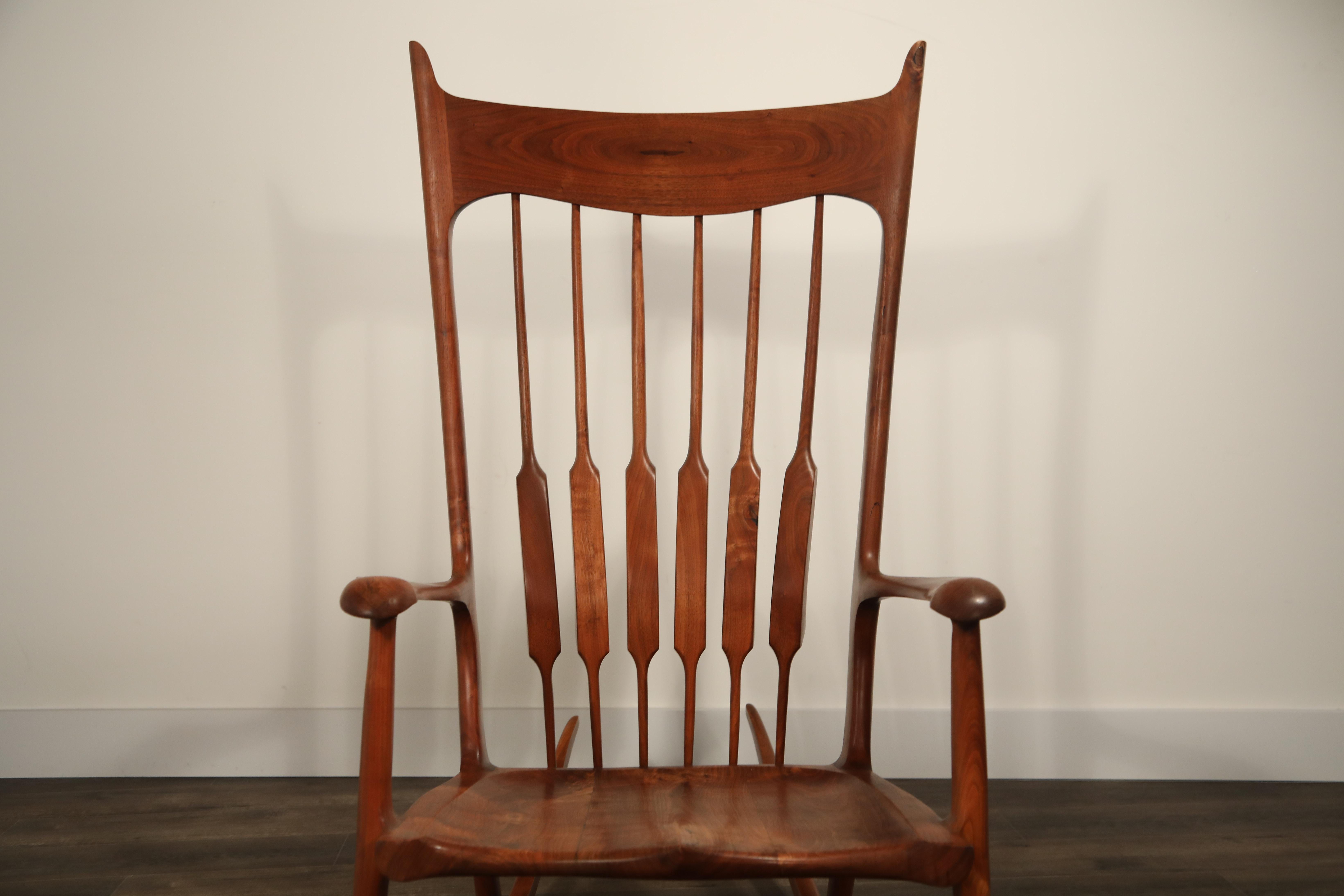 Oversized Sam Maloof Style Studio Craftsman Rocking Chair, Signed and Dated 3