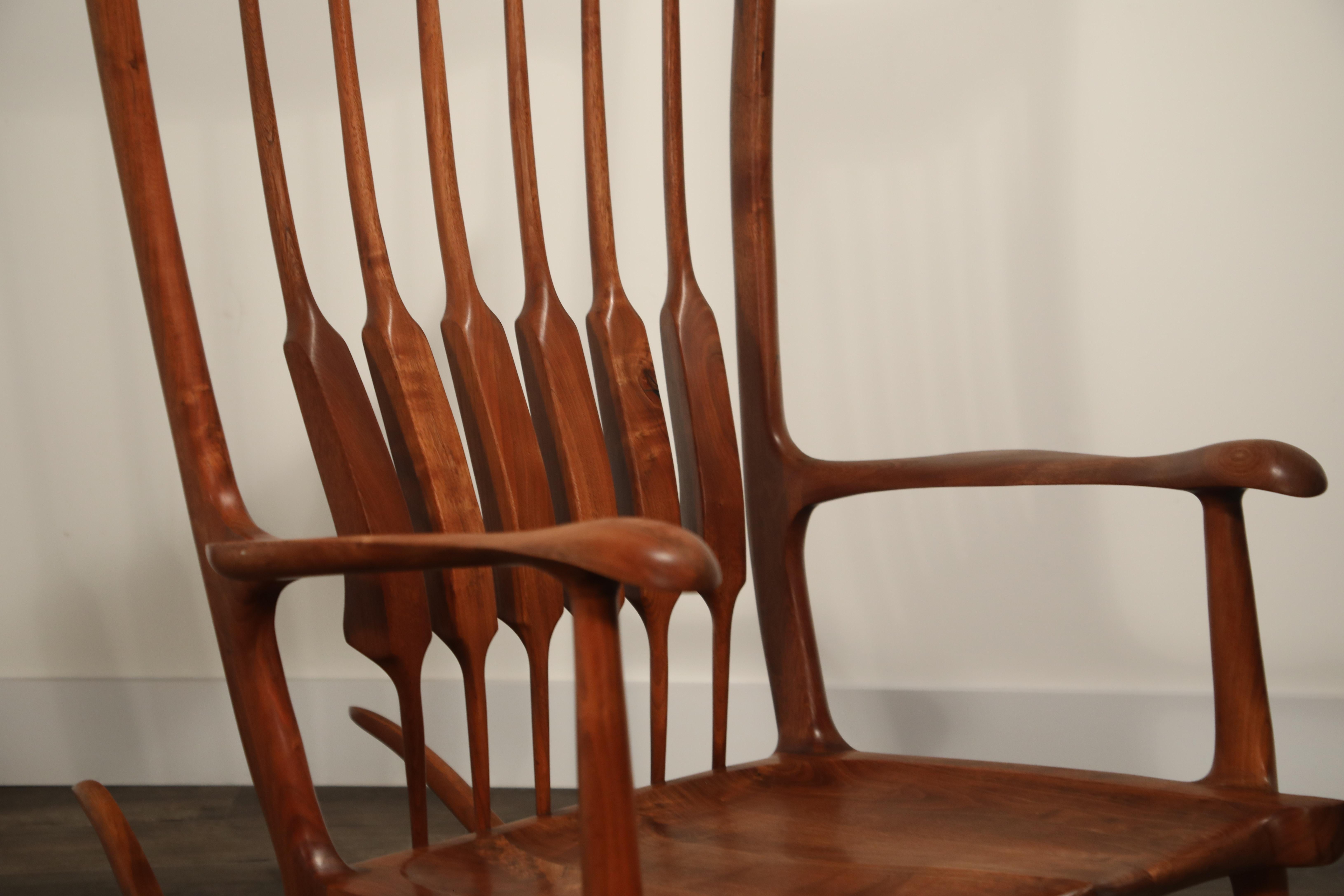 Oversized Sam Maloof Style Studio Craftsman Rocking Chair, Signed and Dated 6