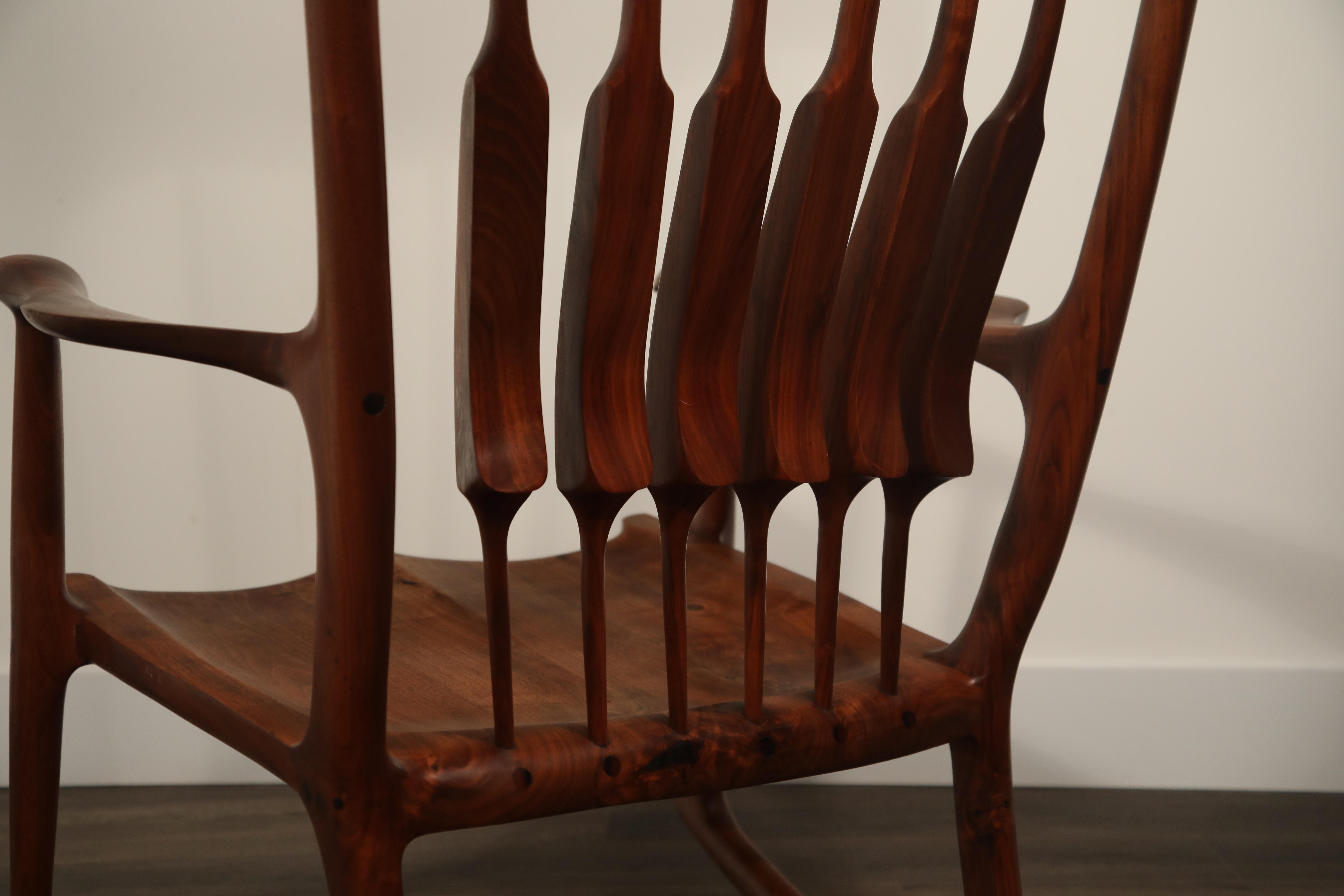 Oversized Sam Maloof Style Studio Craftsman Rocking Chair, Signed and Dated 7