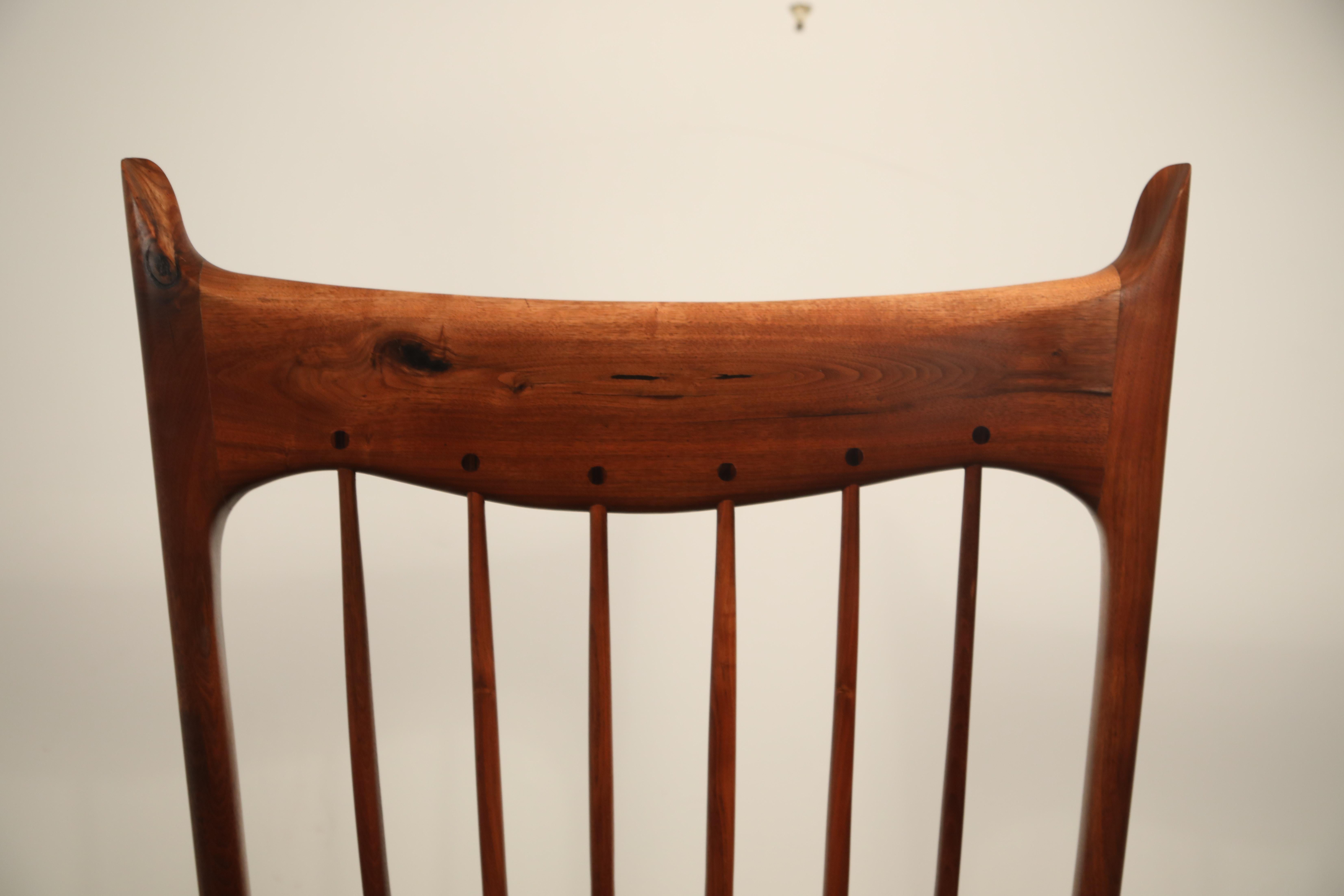 Oversized Sam Maloof Style Studio Craftsman Rocking Chair, Signed and Dated 8