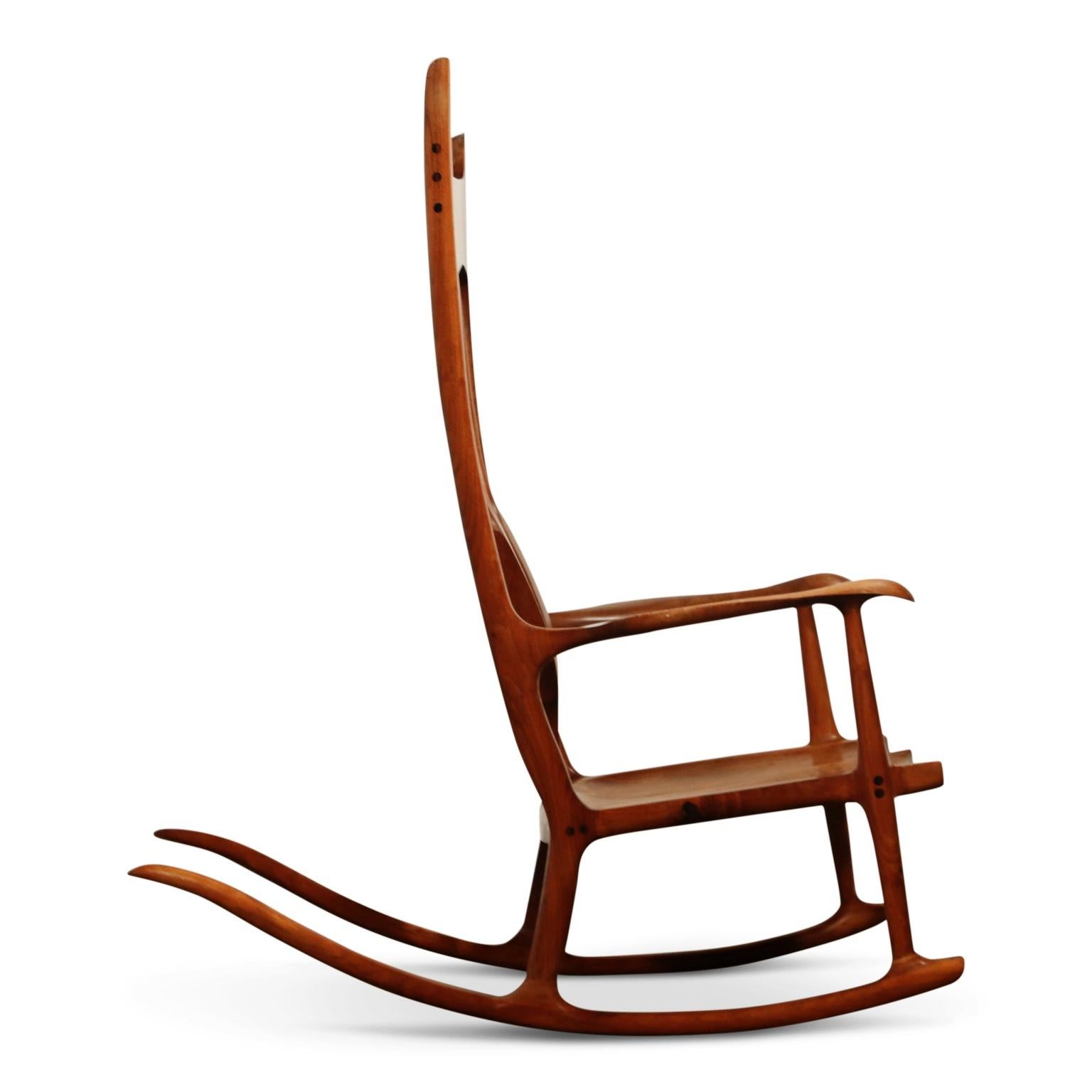 Late 20th Century Oversized Sam Maloof Style Studio Craftsman Rocking Chair, Signed and Dated