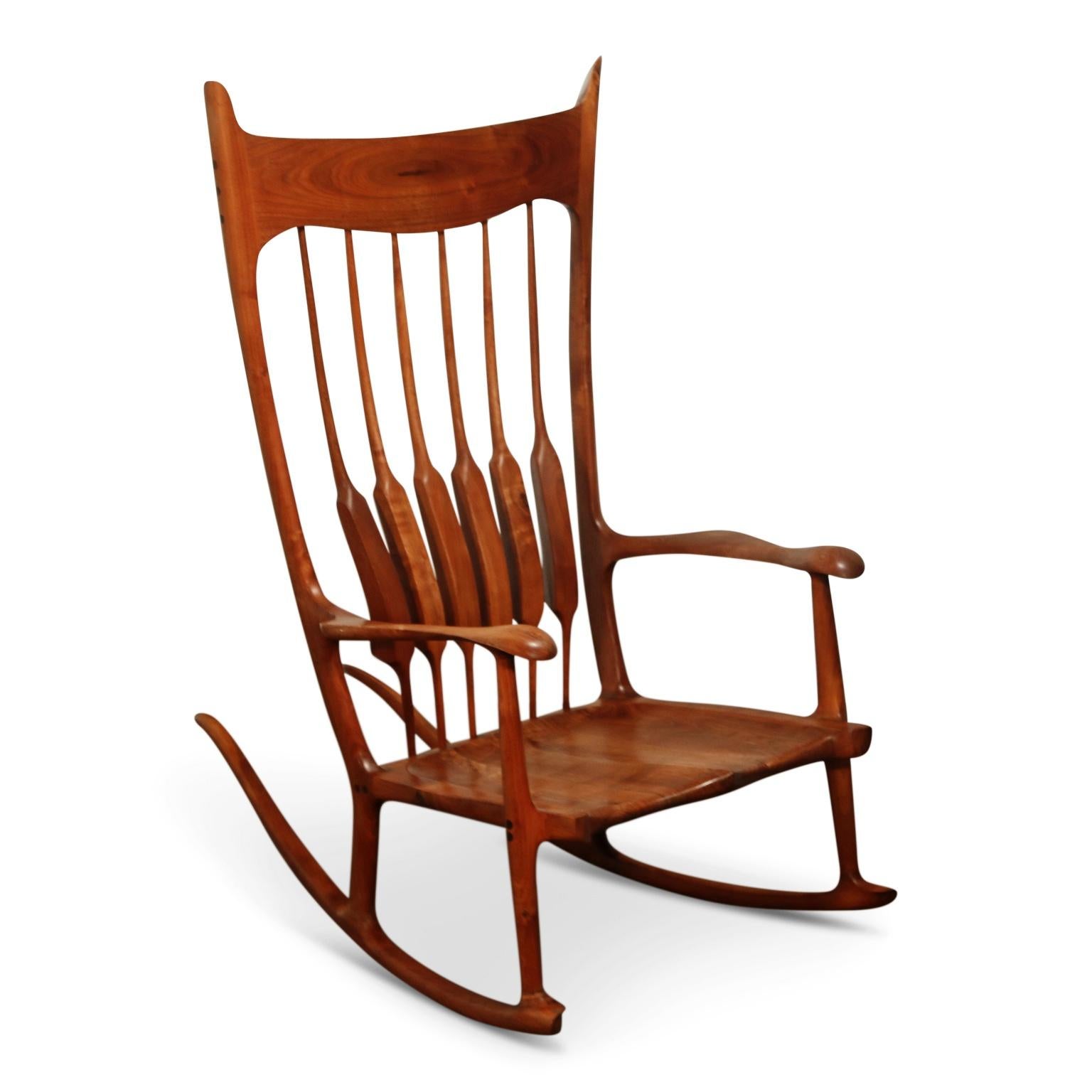 Late 20th Century Oversized Sam Maloof Style Studio Craftsman Rocking Chair, Signed and Dated