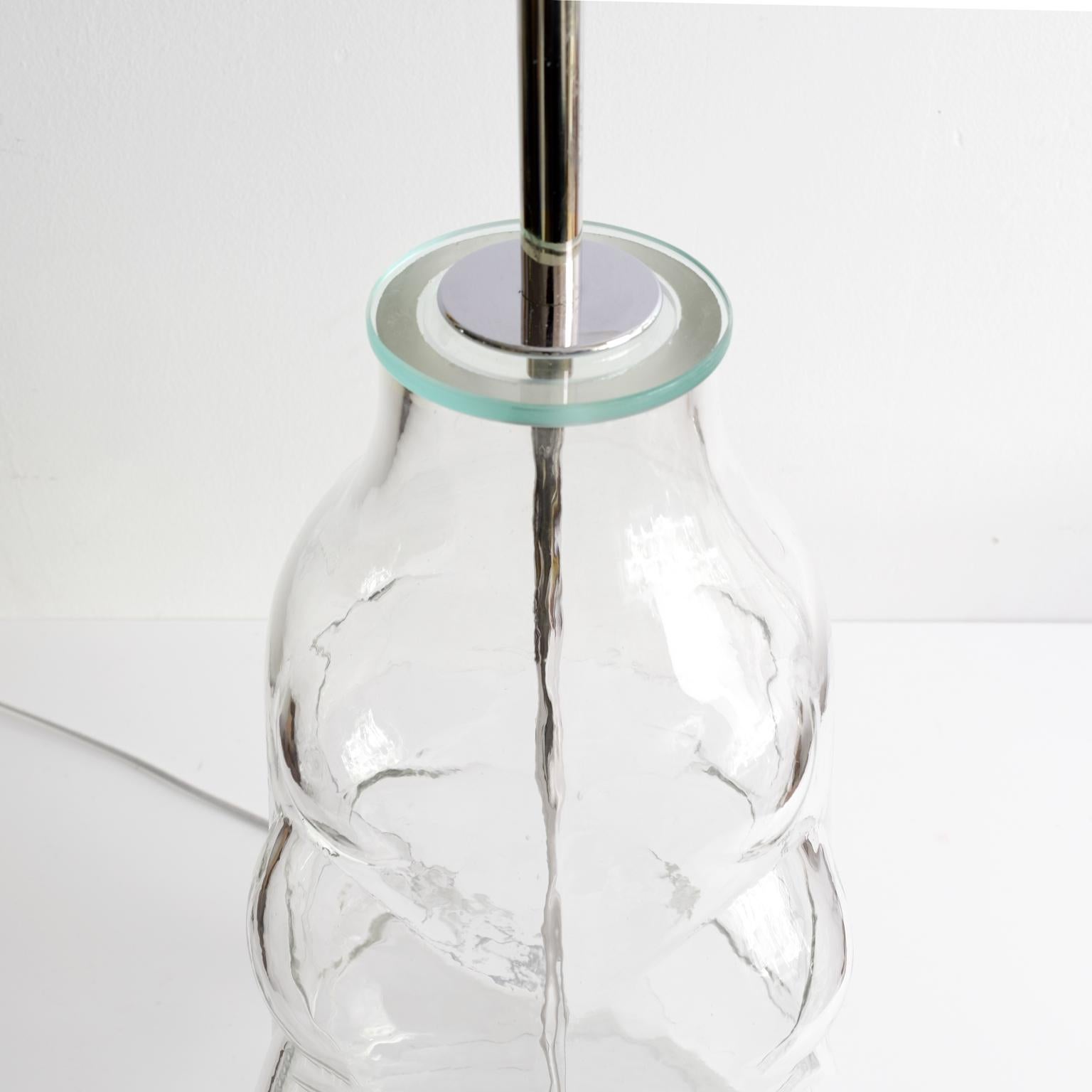 Art Glass Large Scale Scandinavian Modern Clear Glass Lamp by Flygsfors, Sweden