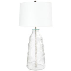 Large Scale Scandinavian Modern Clear Glass Lamp by Flygsfors, Sweden