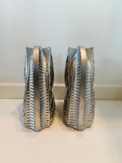 Large-Scale Sculptural Horse Head Bookends in Silvered Resin Cast