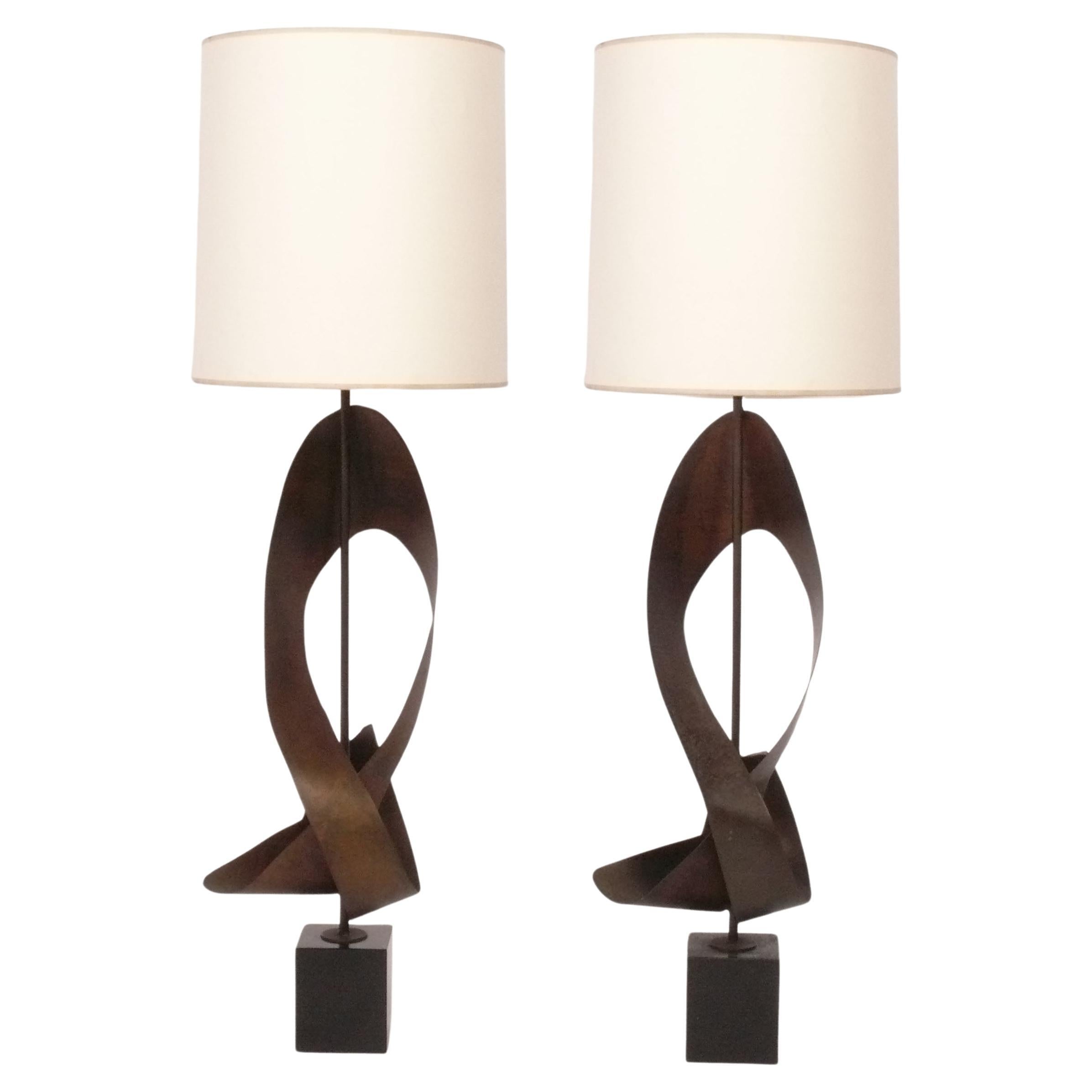 Large Scale Sculptural Ribbon Lamps by Harry Balmer for Laurel