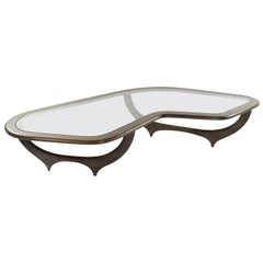 Large Scale Sculptural Walnut Coffee Table, Italy, 1950s
