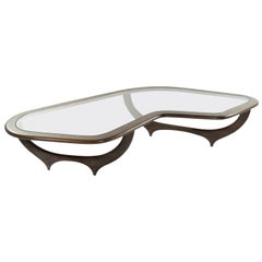 Large Scale Sculptural Walnut Coffee Table, Italy, 1950s