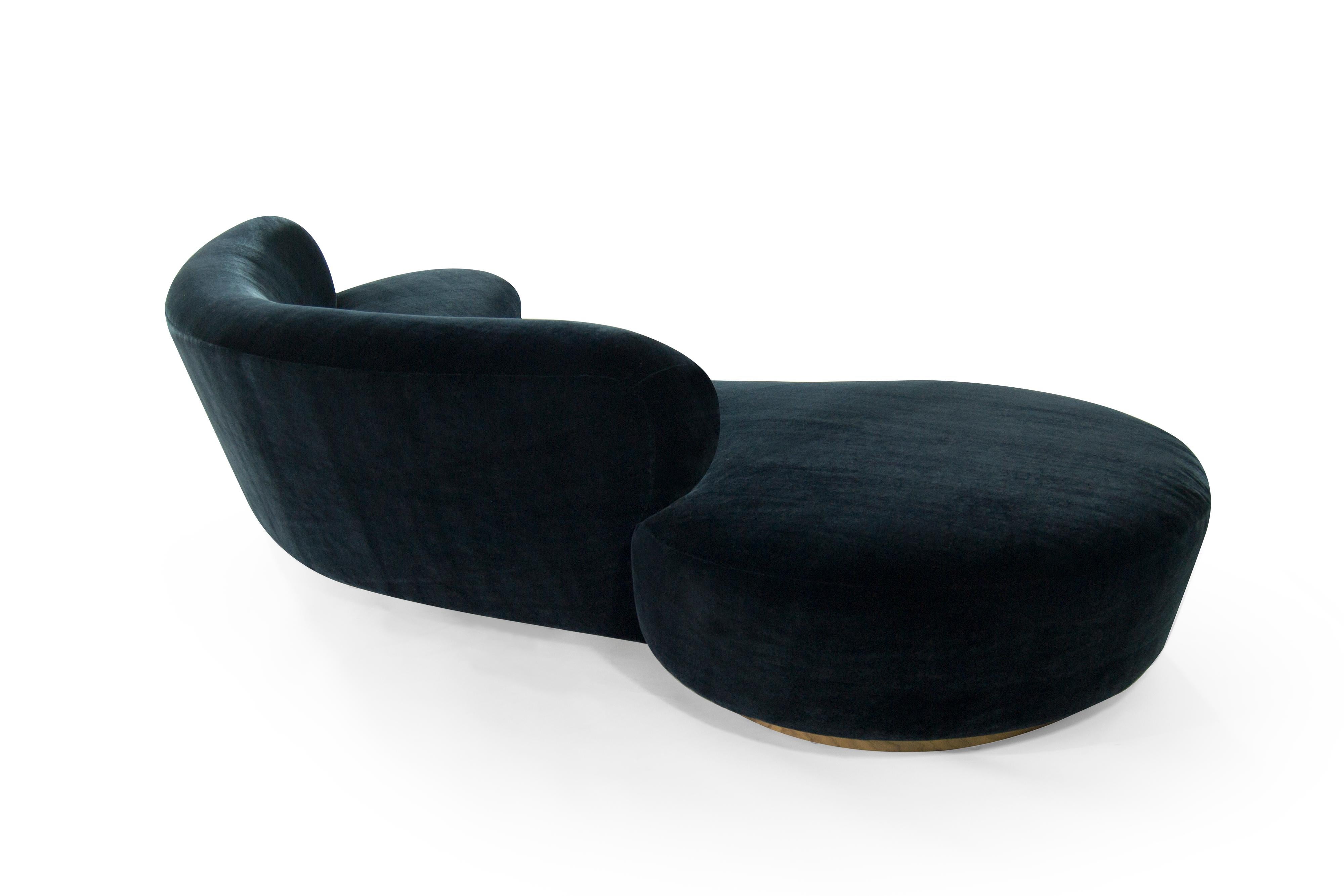 20th Century Large Scale Serpentine Sofa in Navy Mohair by Vladimir Kagan