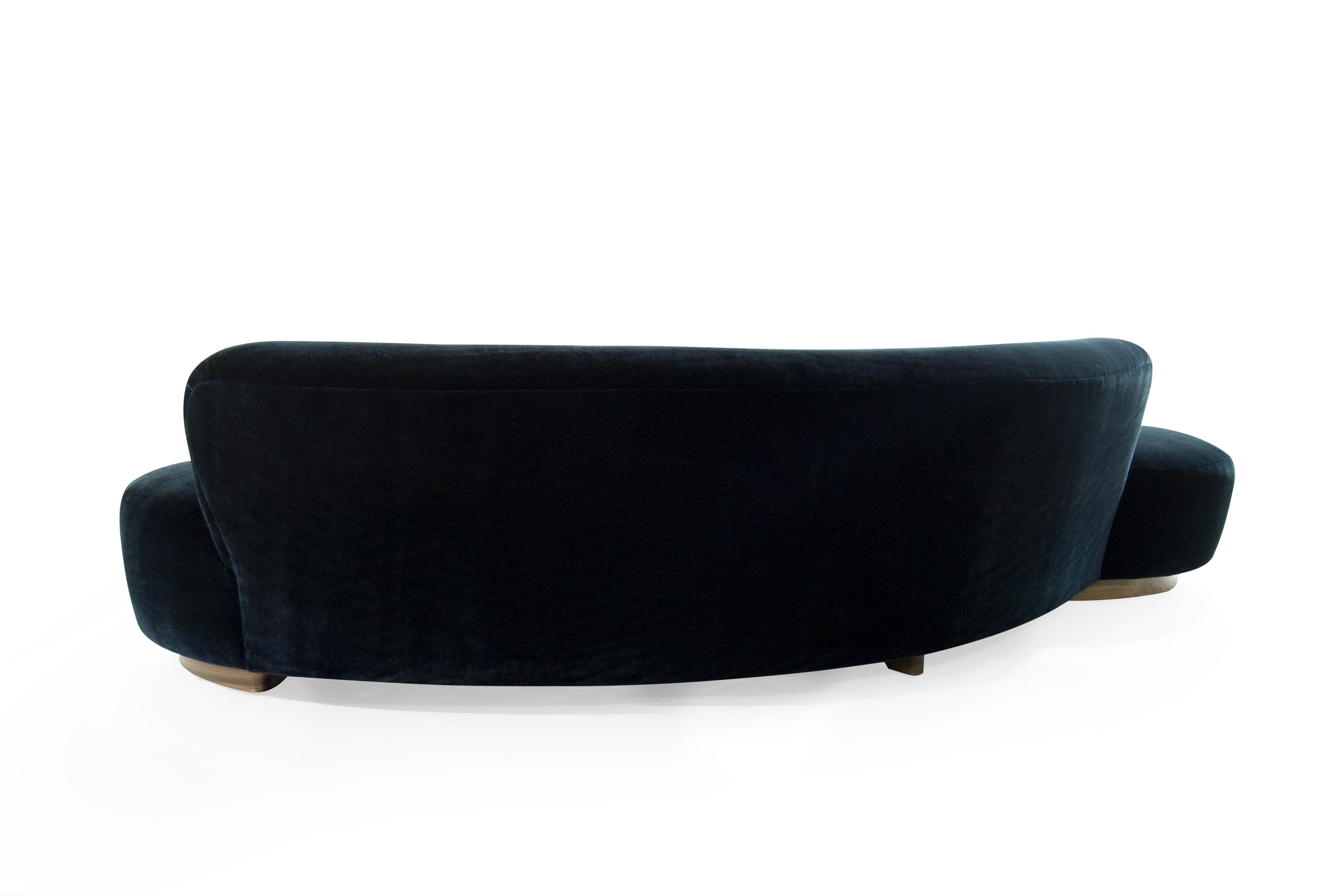 Large Scale Serpentine Sofa in Navy Mohair by Vladimir Kagan 1