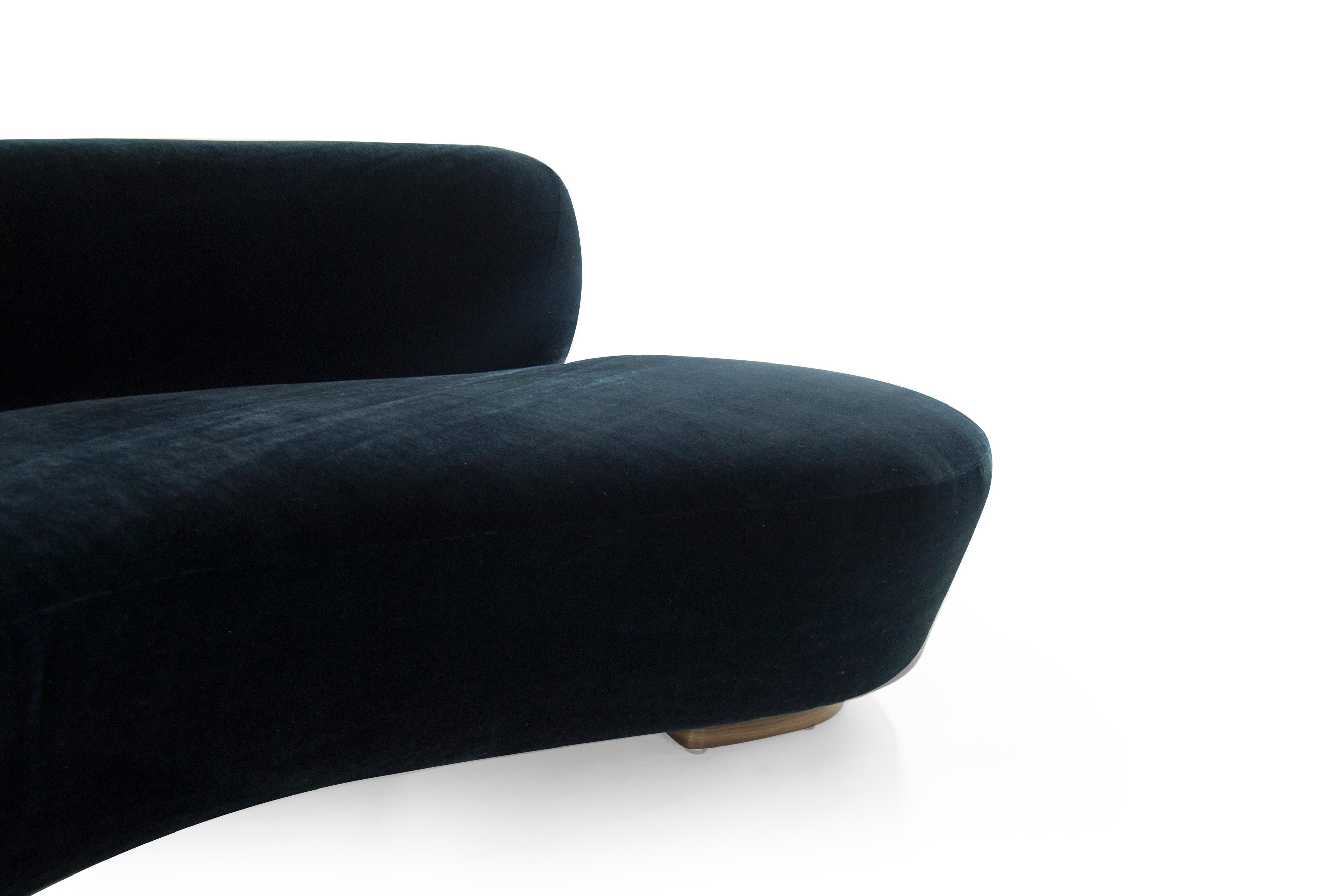 Large Scale Serpentine Sofa in Navy Mohair by Vladimir Kagan 4