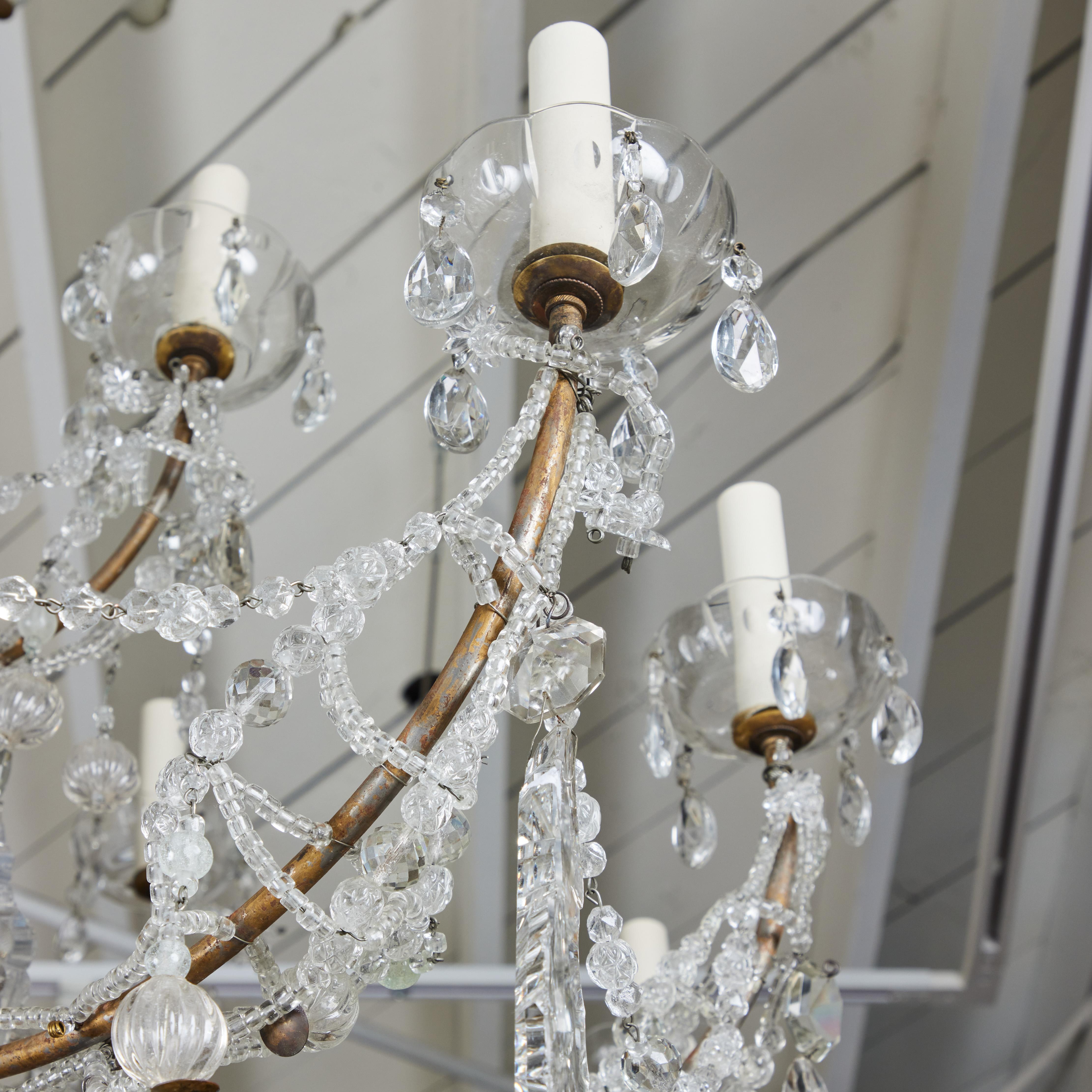 Large Scale Sicilian Beaded Chandelier In Good Condition For Sale In Newport Beach, CA