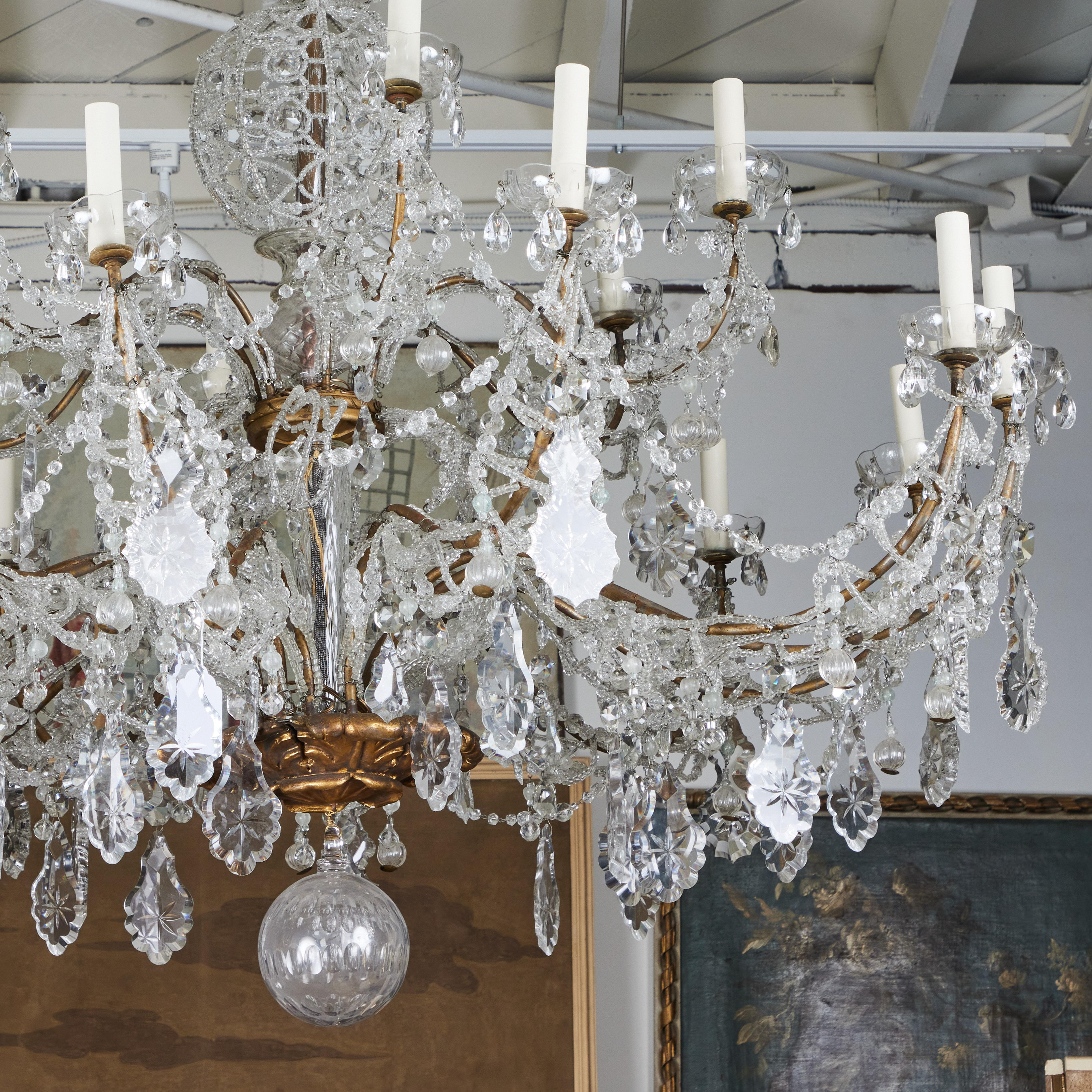 Metal Large Scale Sicilian Beaded Chandelier For Sale