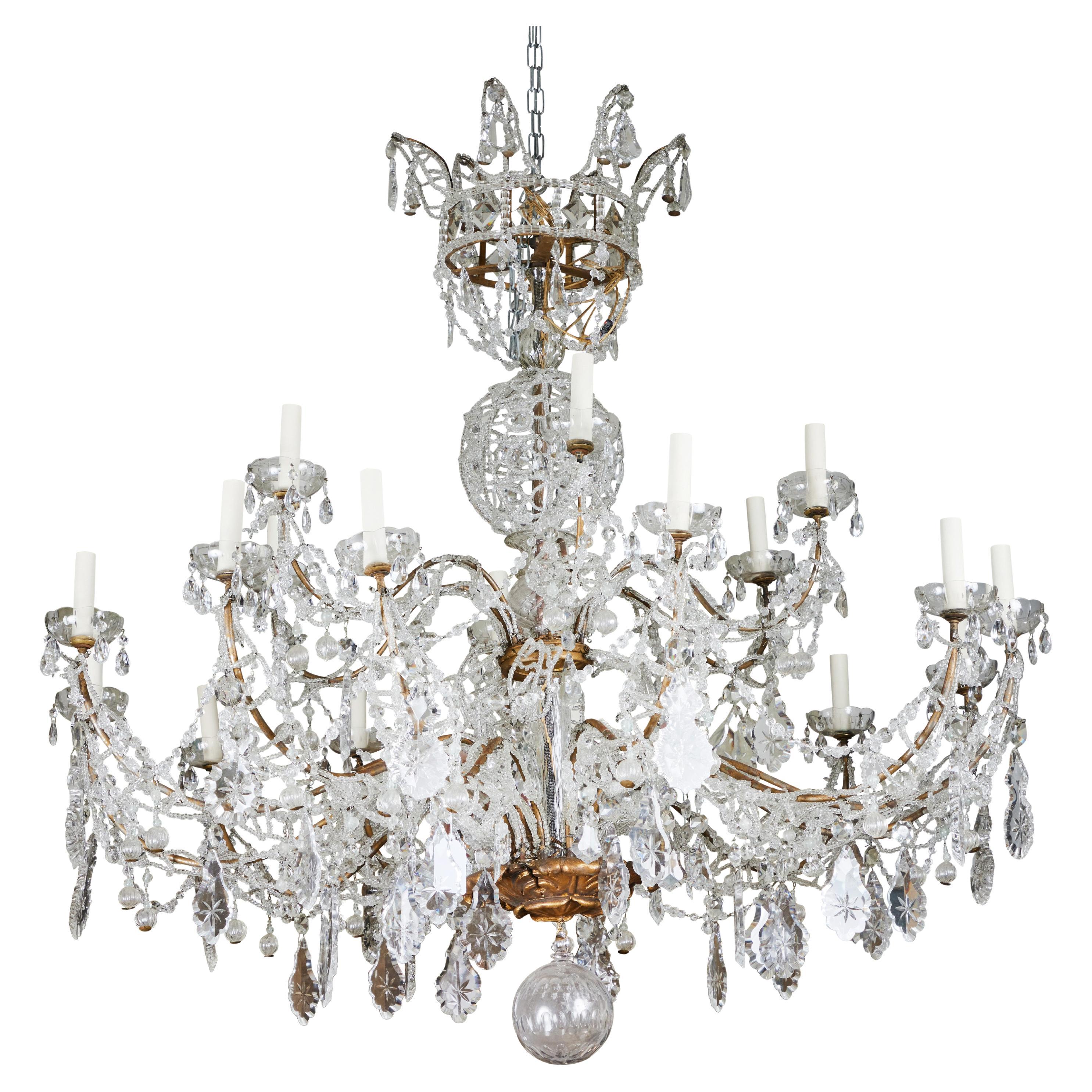 Large Scale Sicilian Beaded Chandelier For Sale