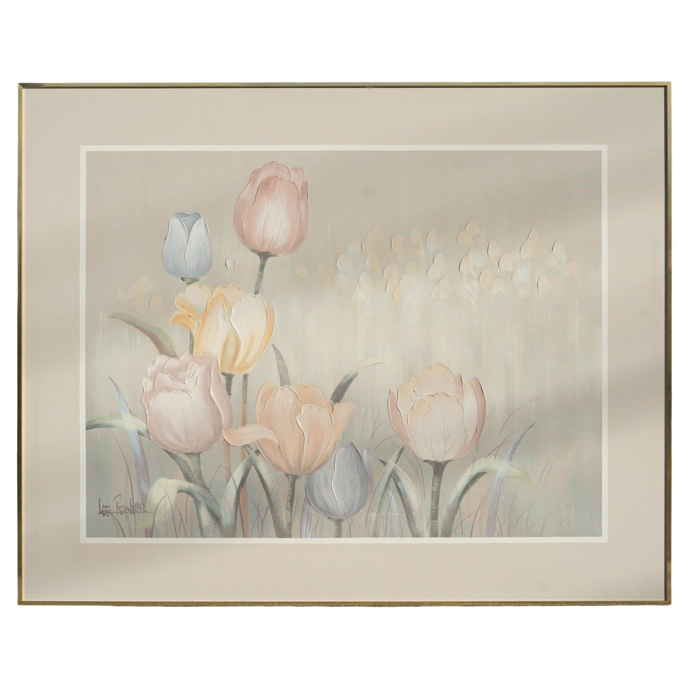 Large Scale Signed Lee Reynolds Lilies Oil Painting Mid-Century Modern 1960s