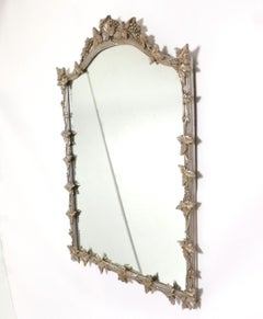 Large Scale Silver Grape Leaves Mirror 48"H x 36"W Great Patina