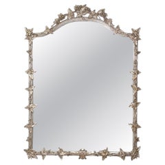 Large Scale Silver Grape Leaves Mirror 48"H x 36"W Great Patina