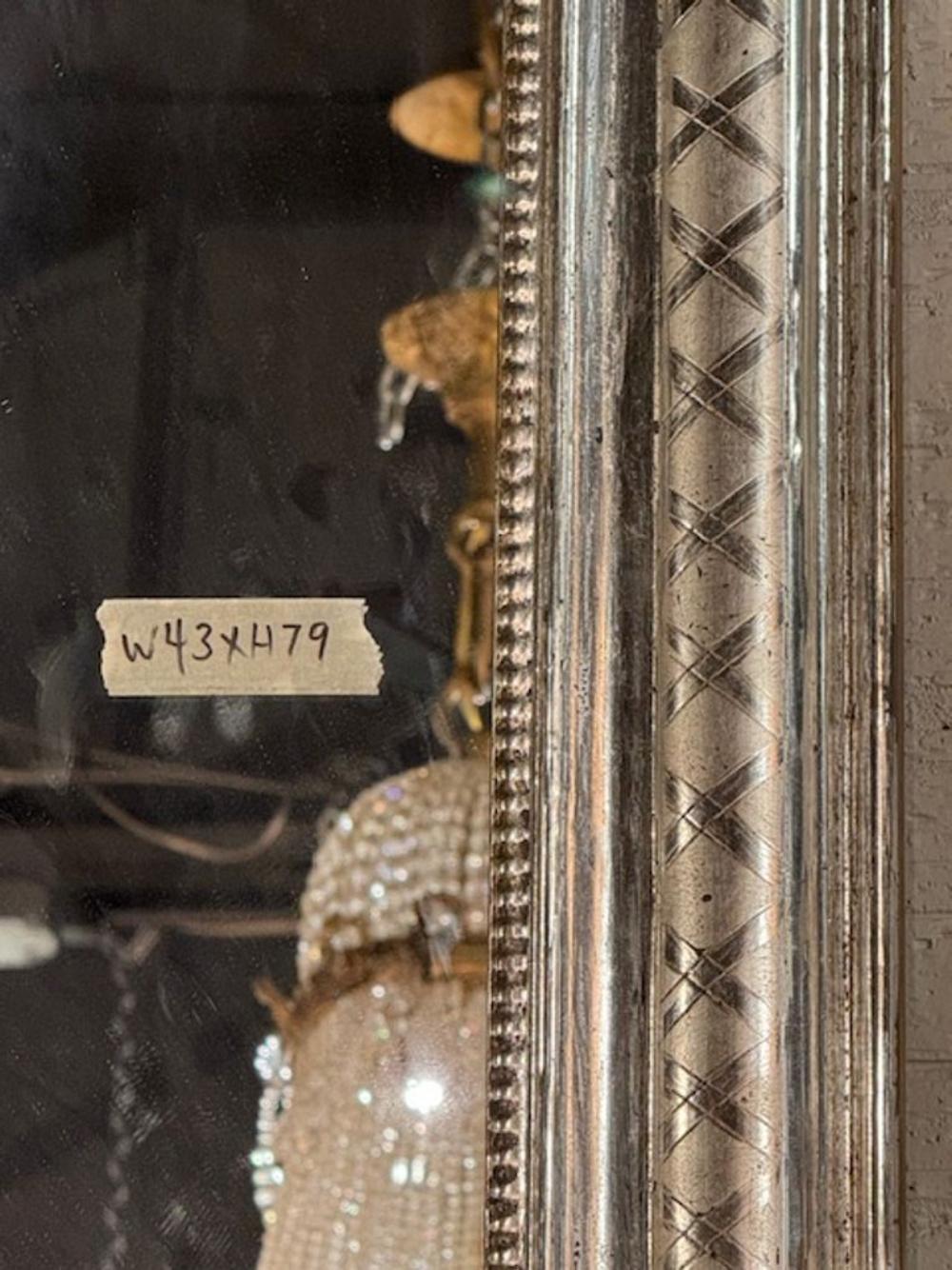 Francese Specchi Louis Philippe in argento di grandi dimensioni con motivo a X in vendita