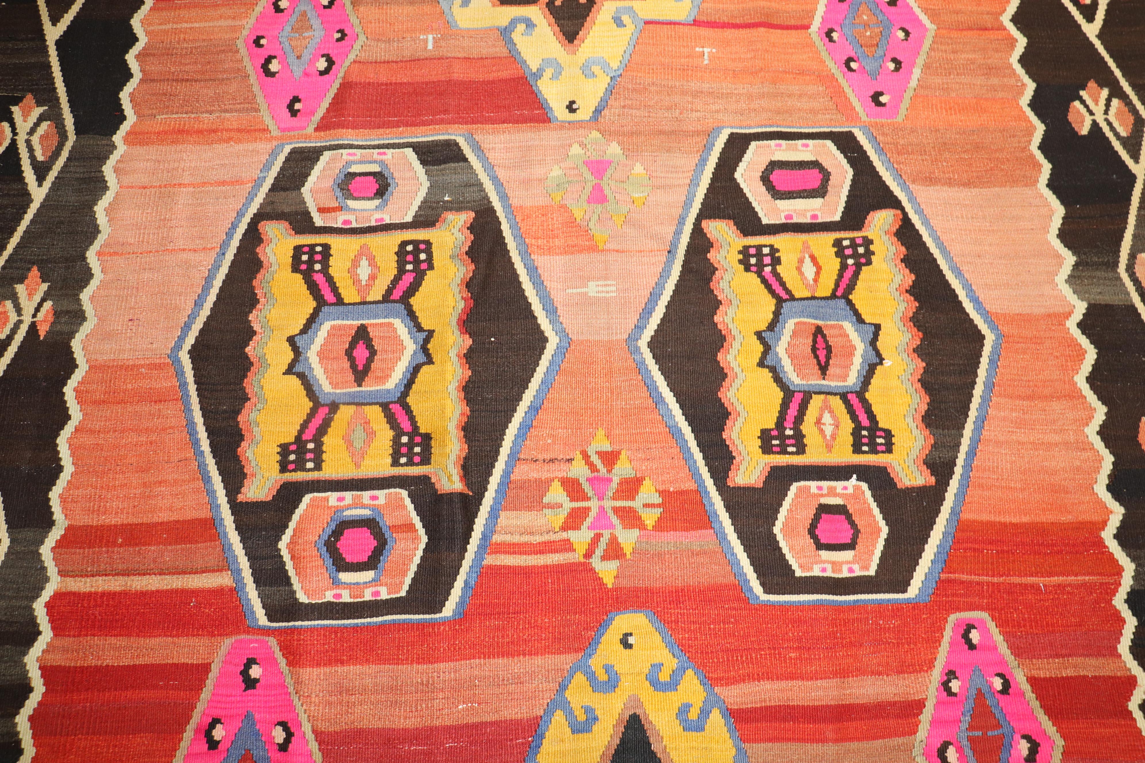 20th Century Large Scale Small Room Size Turkish Kilim Dated 1971 For Sale