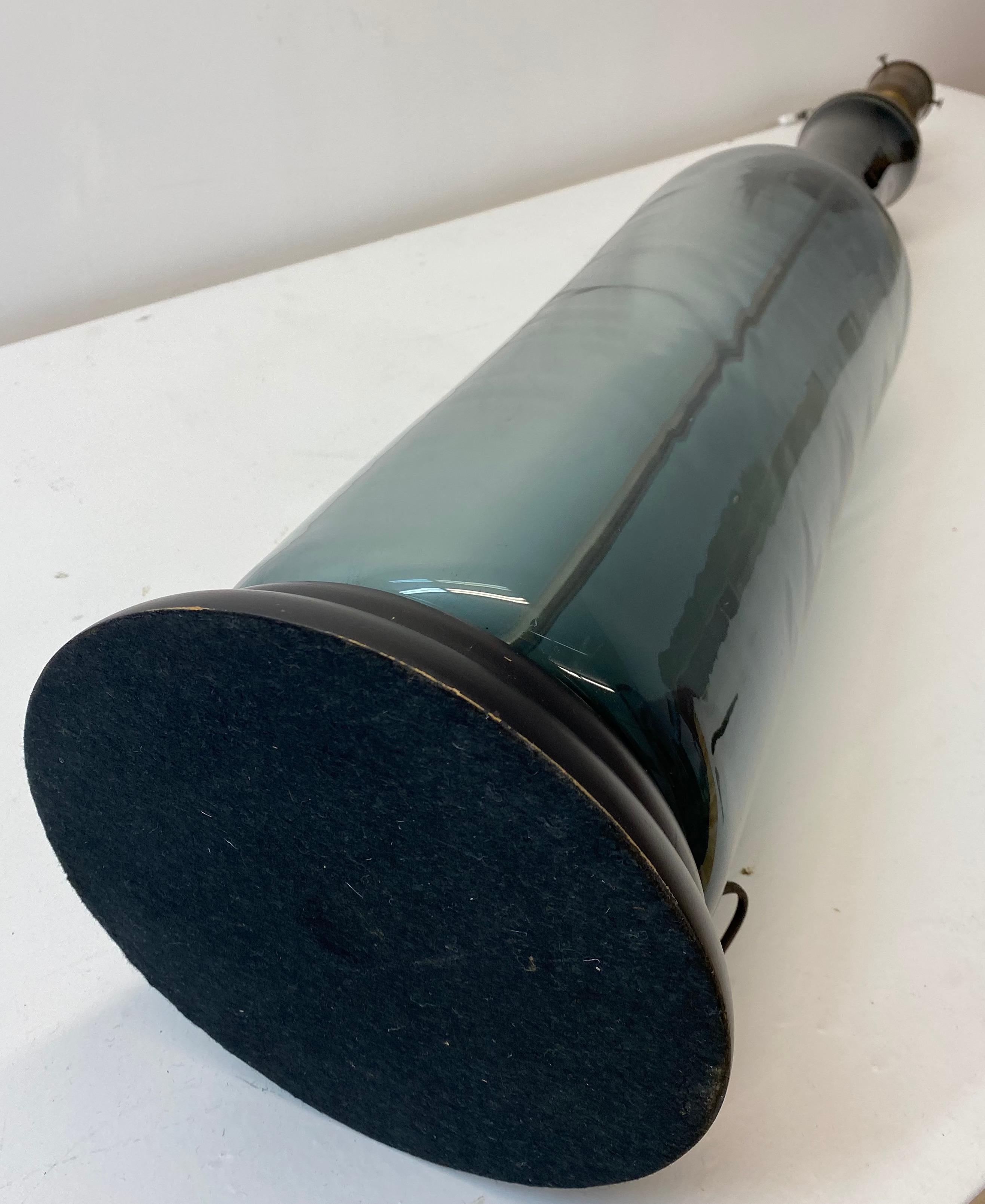 Large Scale Smokey Blue Glass Bottle Lamp by Blenko, C.1960 1