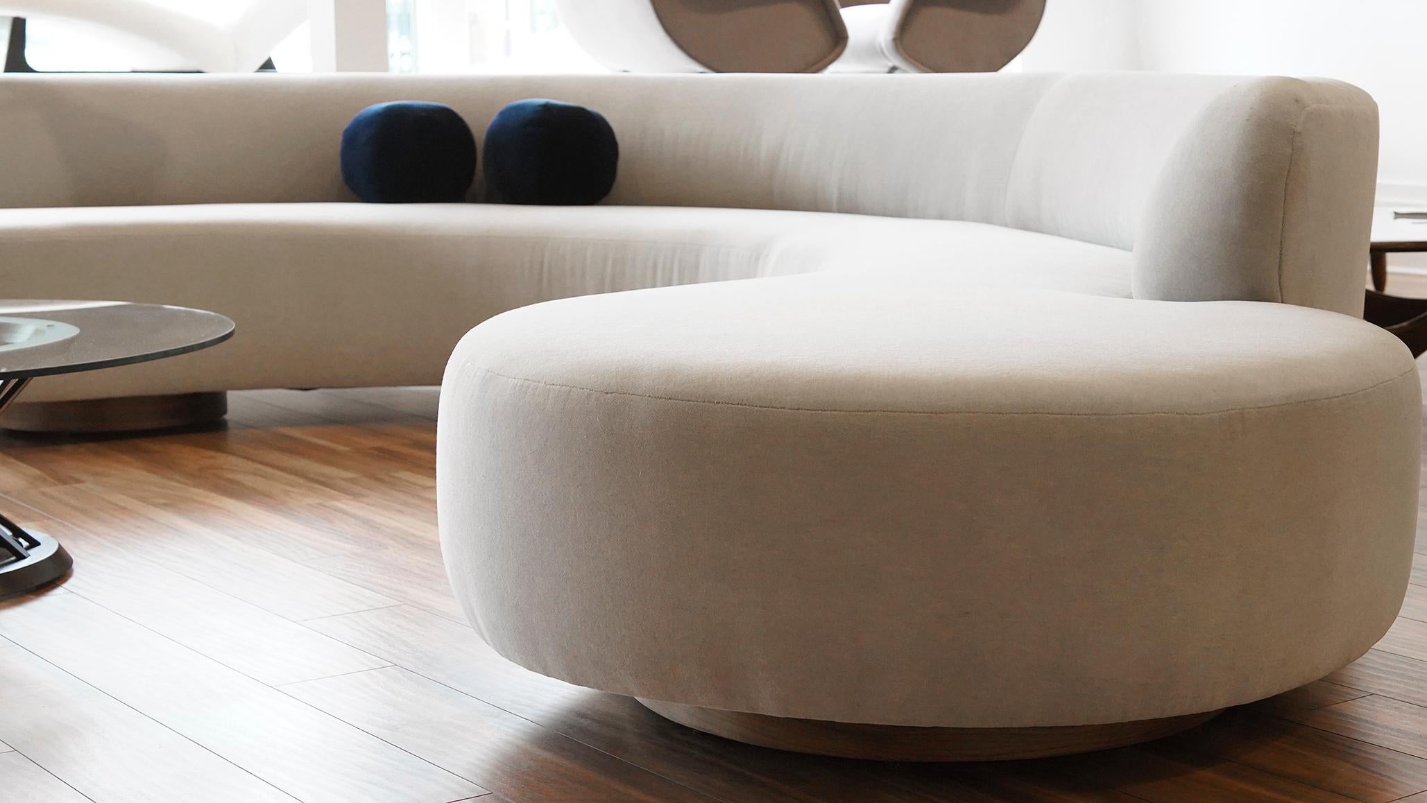 American Impressive Sofa in Grey Alpaca Velvet by Vladimir Kagan