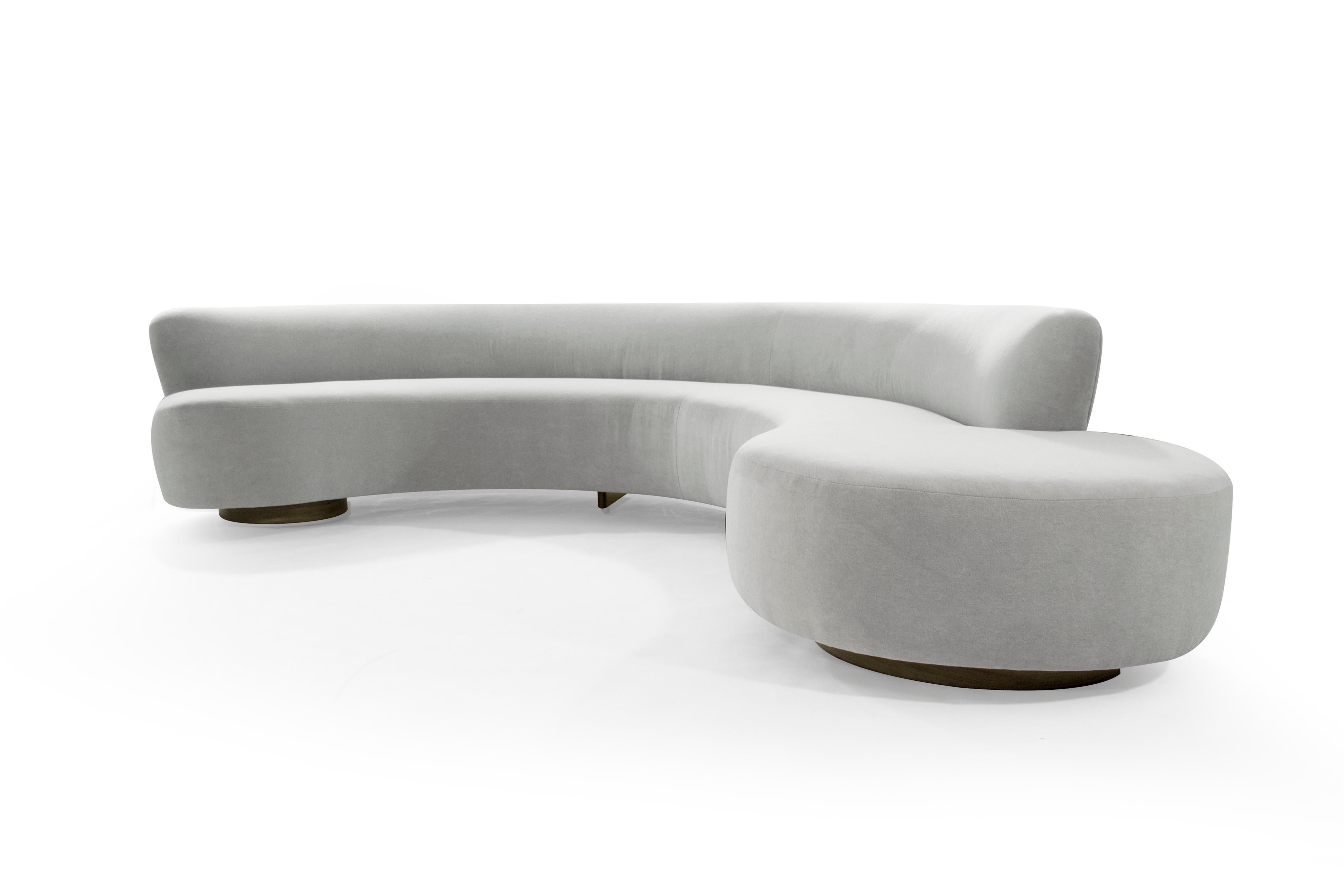 Impressive Sofa in Grey Alpaca Velvet by Vladimir Kagan 1