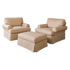 Sillas Club y Otomana de Gran Tamaño de Southern Furniture Company en Jacquard Topo