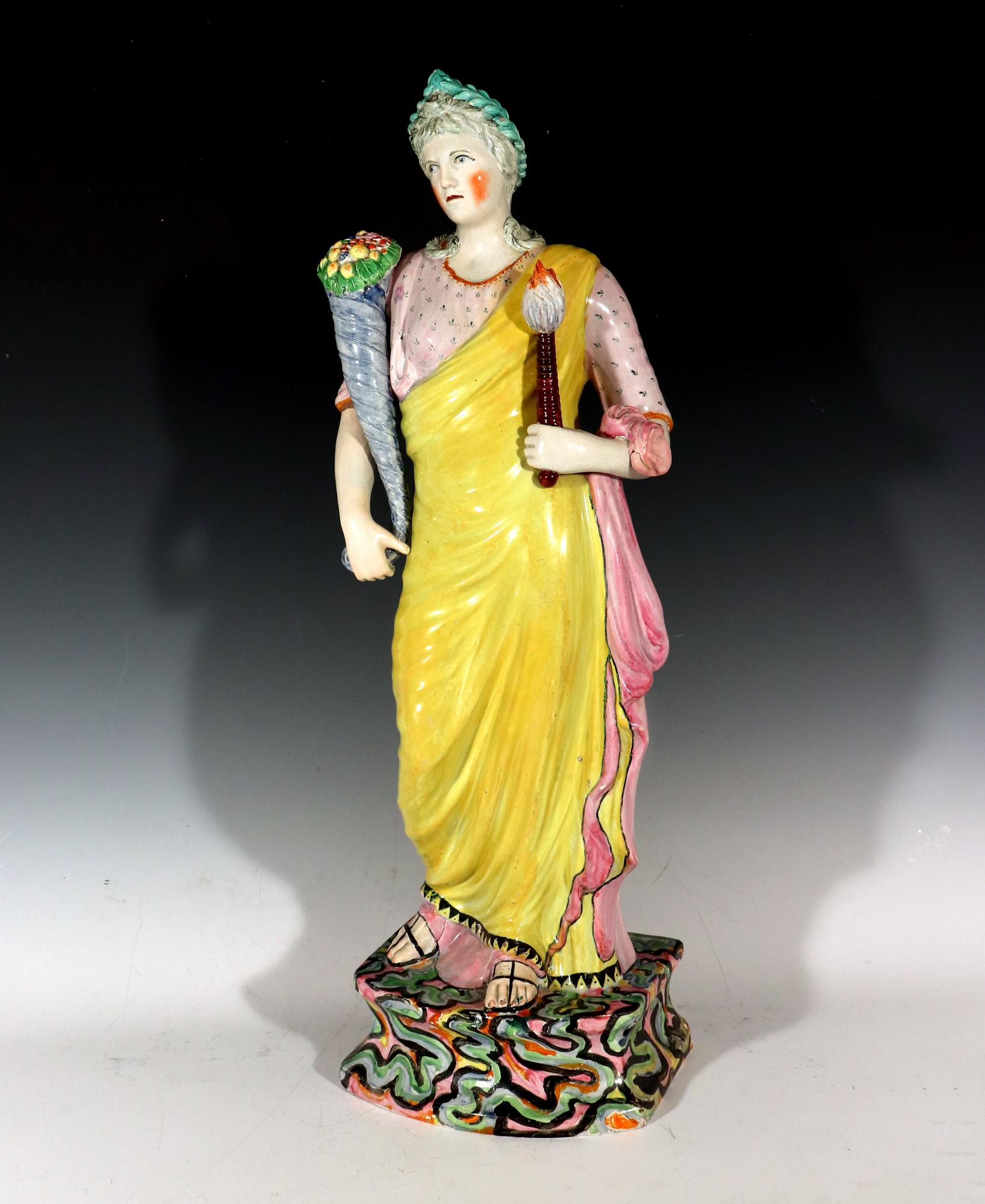 Georgian Large Scale Staffordshire Pearlware Figure of Ceres or Plenty For Sale