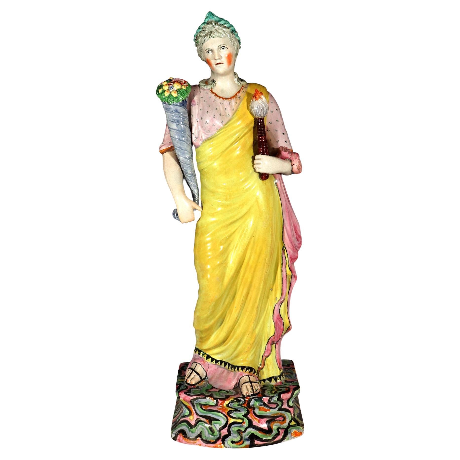  Grande figurine de céramique Staffordshire en céramique perlée  ou abondance en vente
