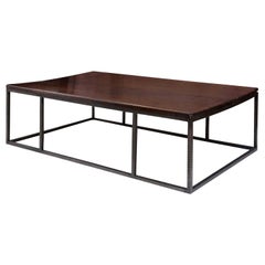 Large-Scale Steel and Wood Top Coffee Table