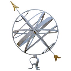 Large Scale Steel Armillary Sphere Sundial with Gold Leaf Gilt Details