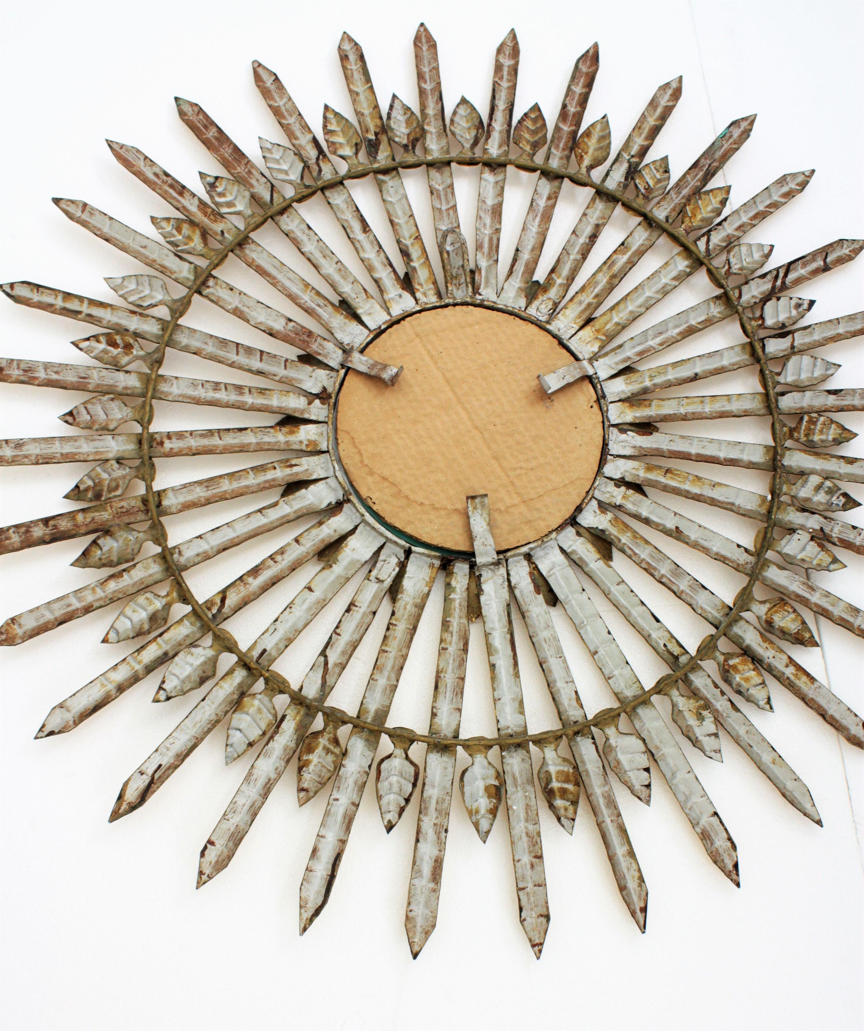 Sunburst Mirror in Gilt Iron, Large Scale ( 38, 6 inches ) For Sale 1