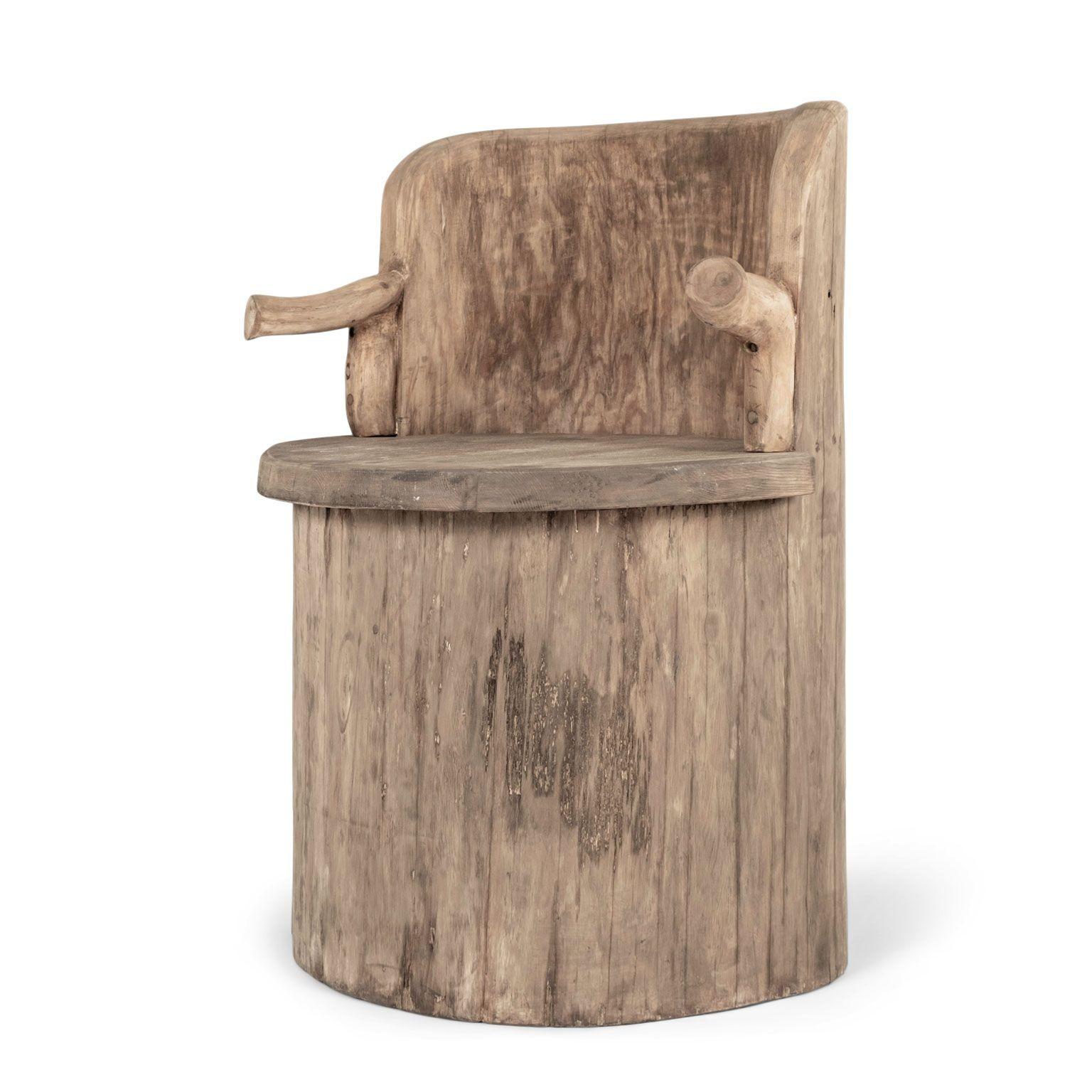 Large-Scale Swedish Pine Dugout Log Armchair (Kubbestol) For Sale 3