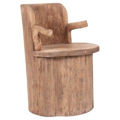 Large-Scale Swedish Pine Dugout Log Armchair (Kubbestol)