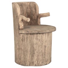 Large-Scale Swedish Pine Dugout Log Armchair (Kubbestol)