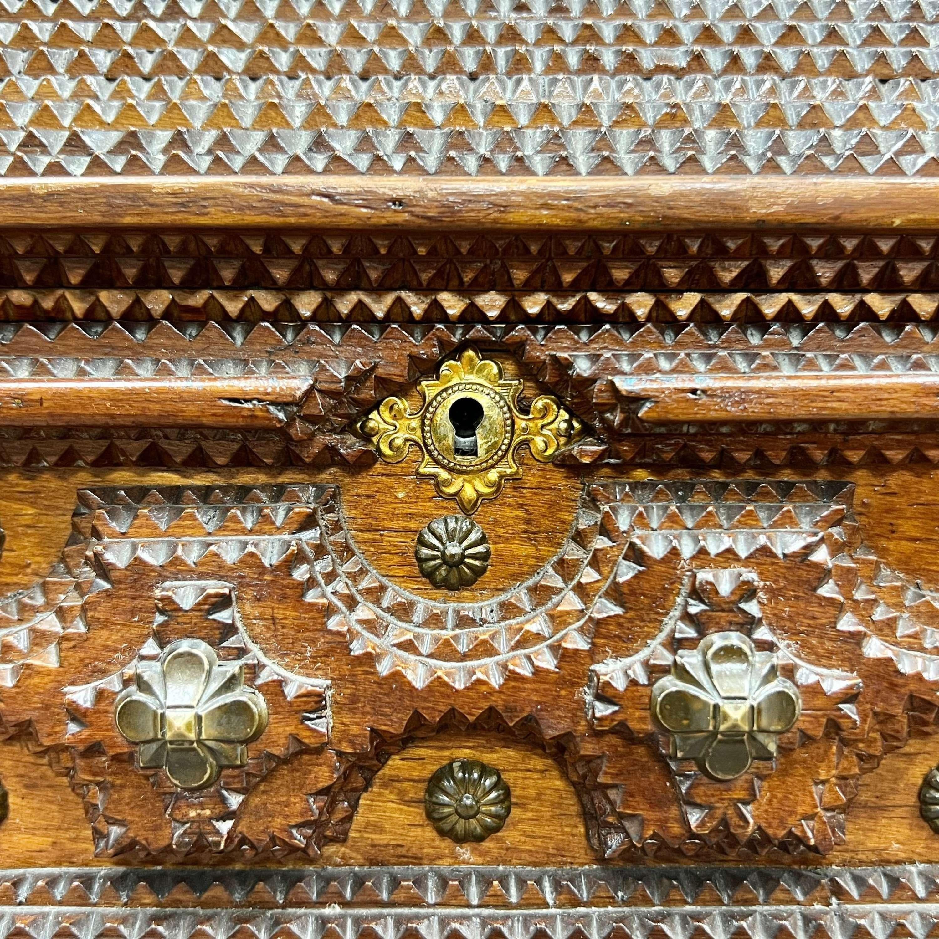 French Large Scale Tramp Art Jewellery/Sewing Box