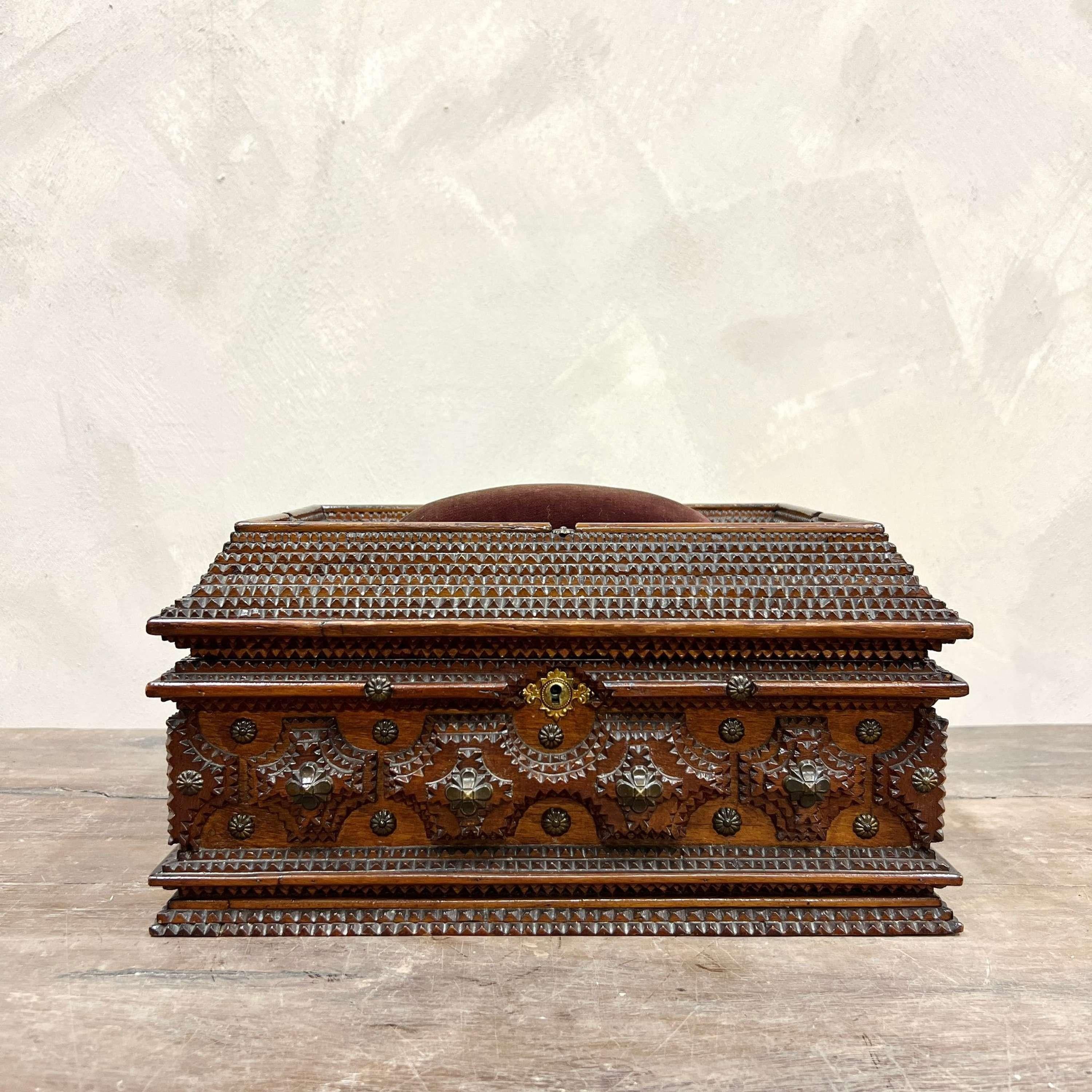 Brass Large Scale Tramp Art Jewellery/Sewing Box