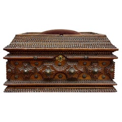 Antique Large Scale Tramp Art Jewellery/Sewing Box