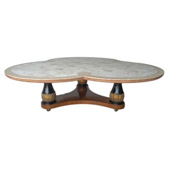 Large Scale Travertine Trefoil Coffee Table by Monteverdi Young