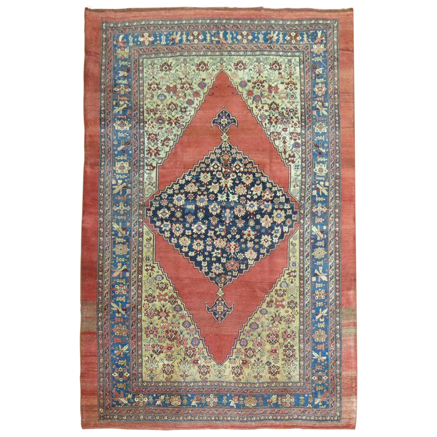 Large Scale Tribal Persian Bidjar Room Size Rug For Sale