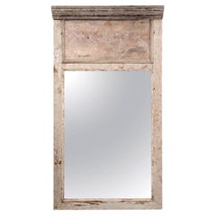 Grand miroir de style Trumeau peint en blanc à grande échelle